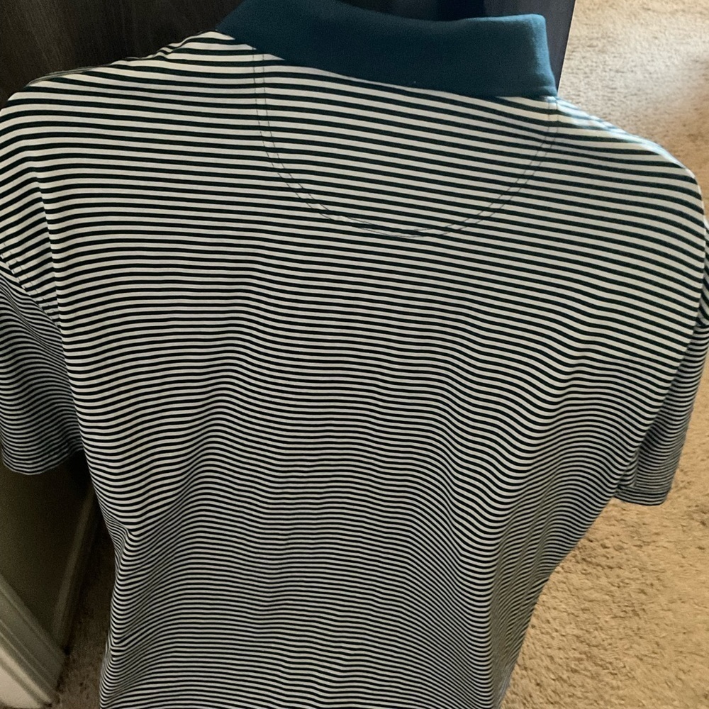 Men’s green striped used size XL Oxford Golf premium polo shirt - Picture 2 of 3